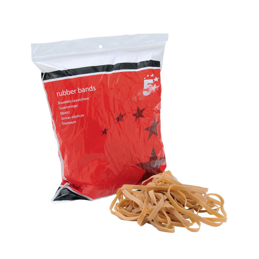 5 Star Rubber Bands No69 152x6mm Approx 141 Bands 454g Bag 296476