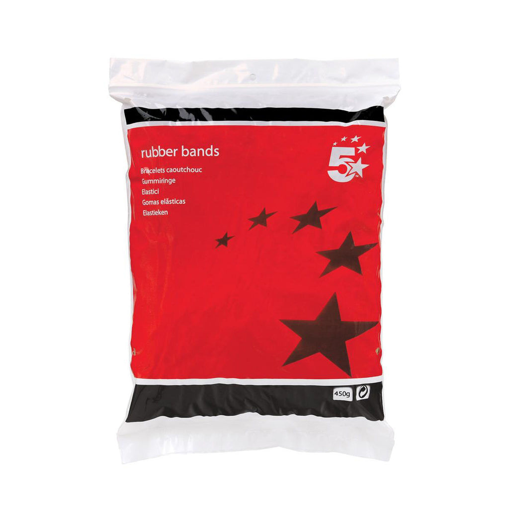 5 Star Rubber Bands Assorted Sizes 454g Bag 296484