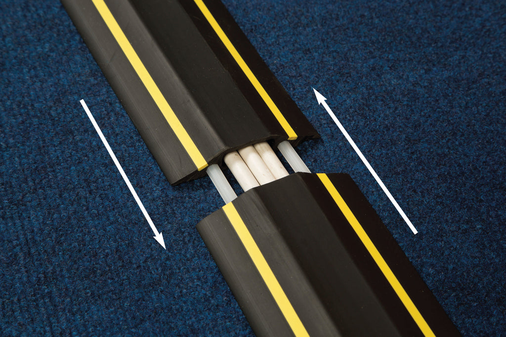 D-Line floor Cable Cover Hazard 80mm 1.8m c/w connectors Yellow/Black FC83H_4