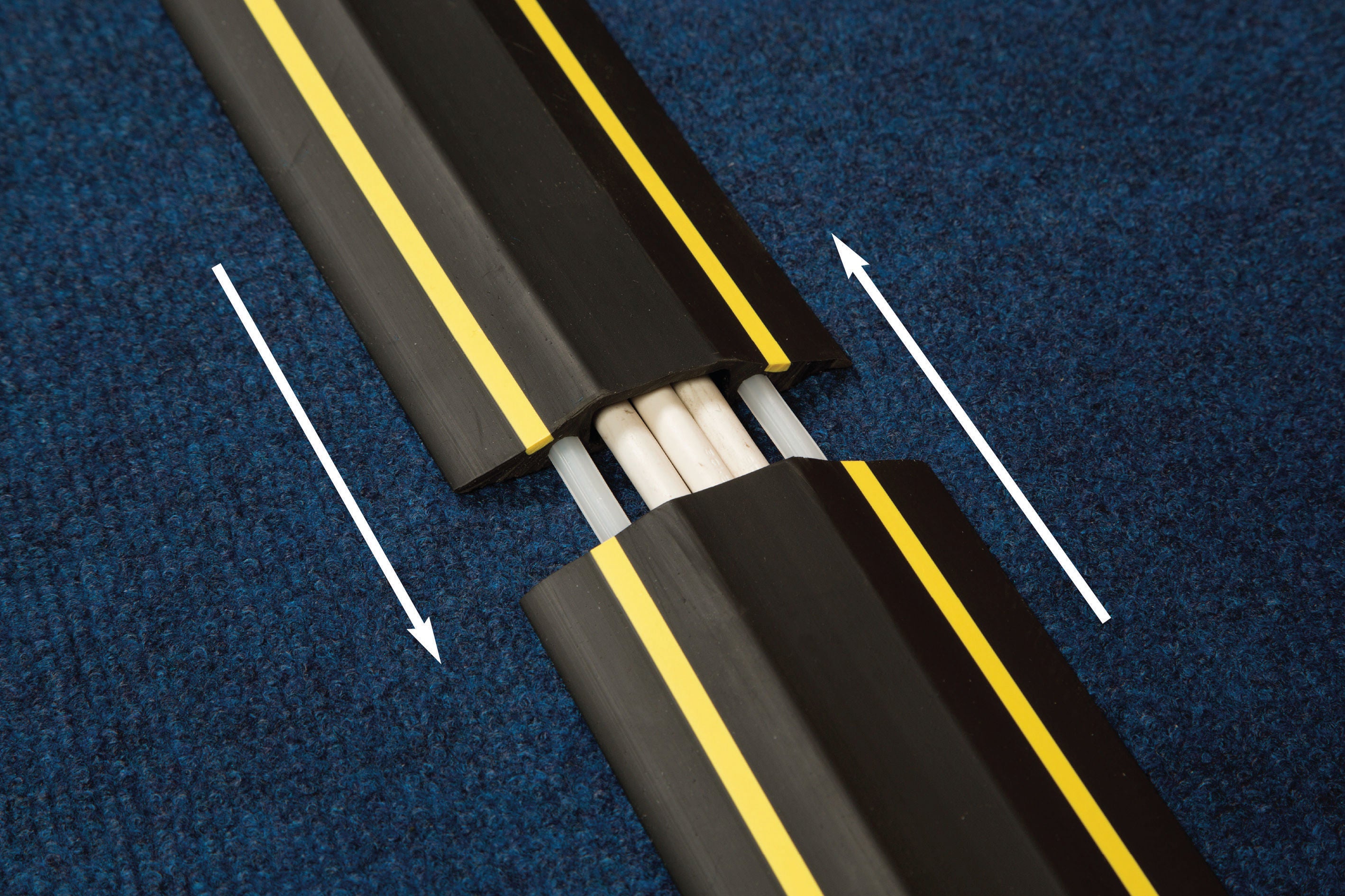D-Line floor Cable Cover Hazard 80mm 1.8m c/w connectors Yellow/Black FC83H_4