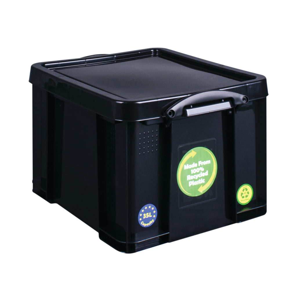 Really Useful 35L Recycled Plastic Storage Box Black 35Black R_2