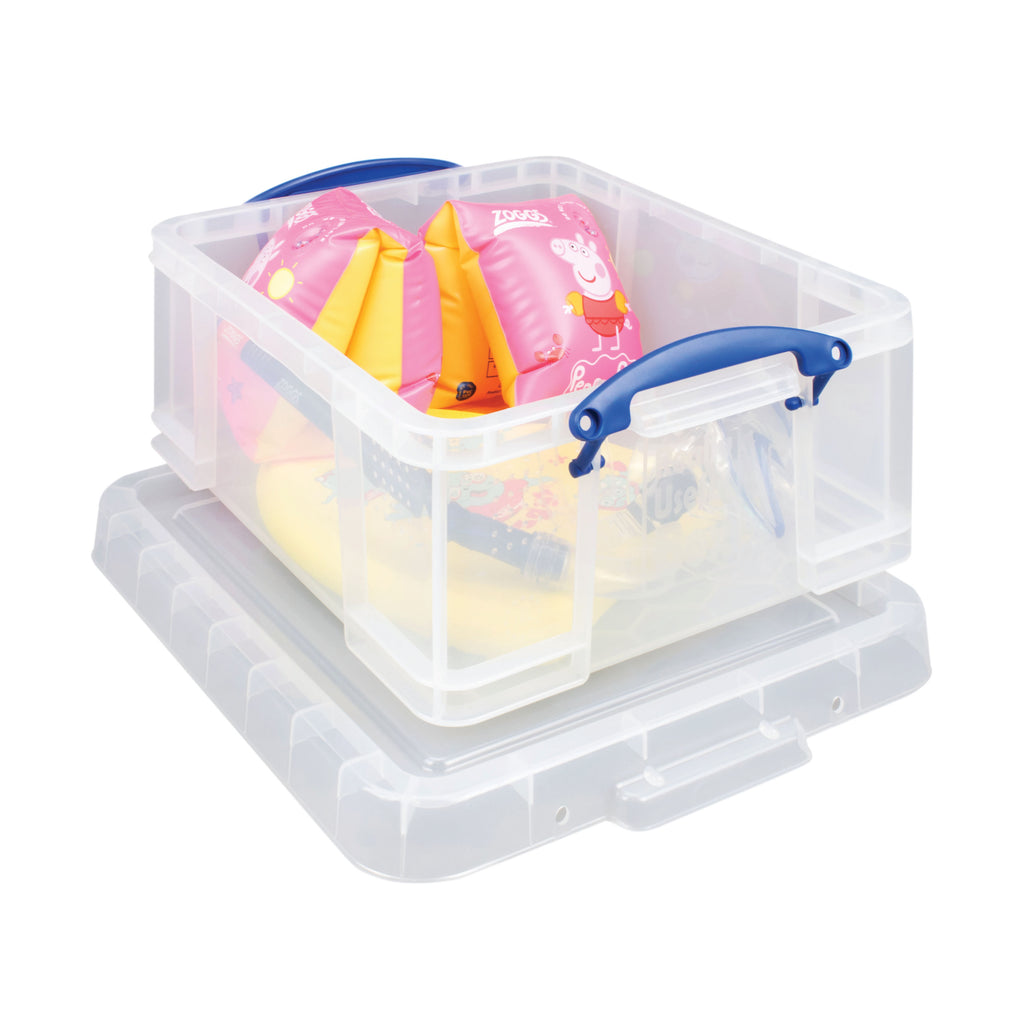 Really Useful 18L Plastic Storage Box with Lid L480xW390xD200mm CD/DVDs Clear EBCCD_4
