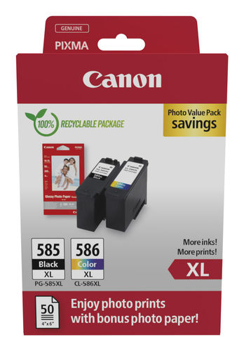 Canon PG-585XL/CL-586XL Ink Cartridges High Yield K/CMY + 4 x 6 in Photo Paper Value Pack 6204C005_2