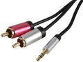 PRO SIGNAL Slim 3.5mm Stereo Plug to 2x Phono (RCA) Plug Lead, 10m Black, PSG3196-10M