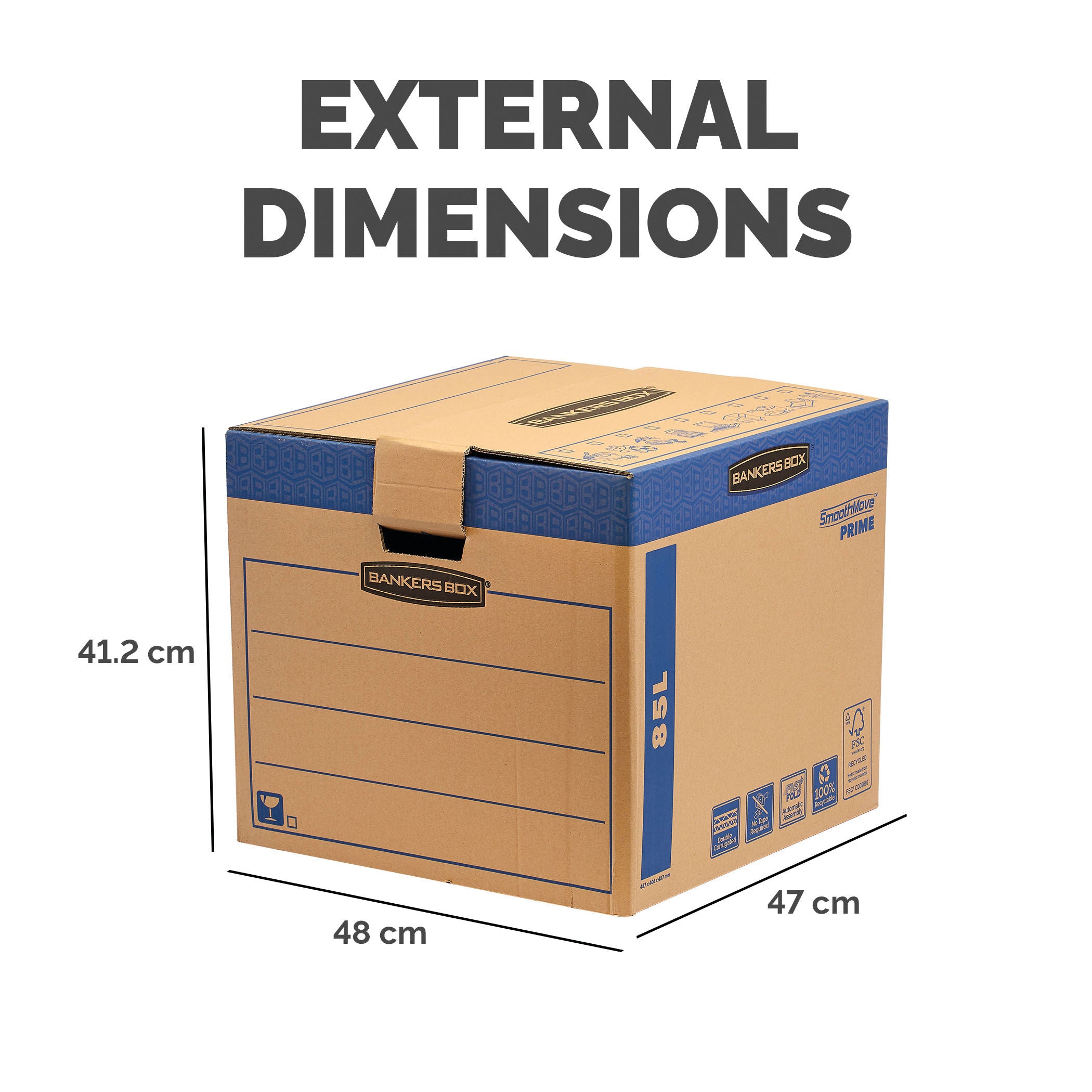 Bankers Box SmoothMove FastFold Removal Box Large 85 Litre Brown/Blue (Pack of 5) 6205301_2