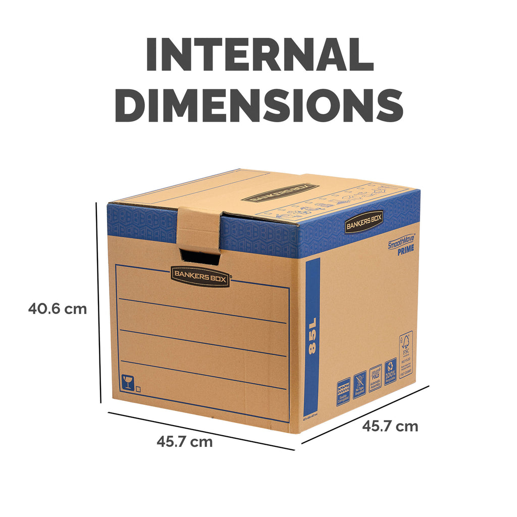 Bankers Box SmoothMove FastFold Removal Box Large 85 Litre Brown/Blue (Pack of 5) 6205301_3