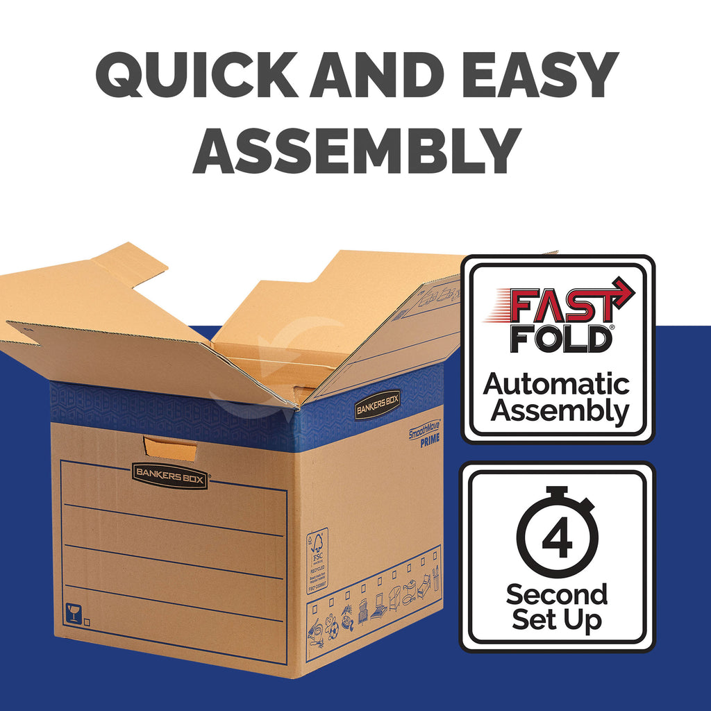 Bankers Box SmoothMove FastFold Removal Box Large 85 Litre Brown/Blue (Pack of 5) 6205301_4