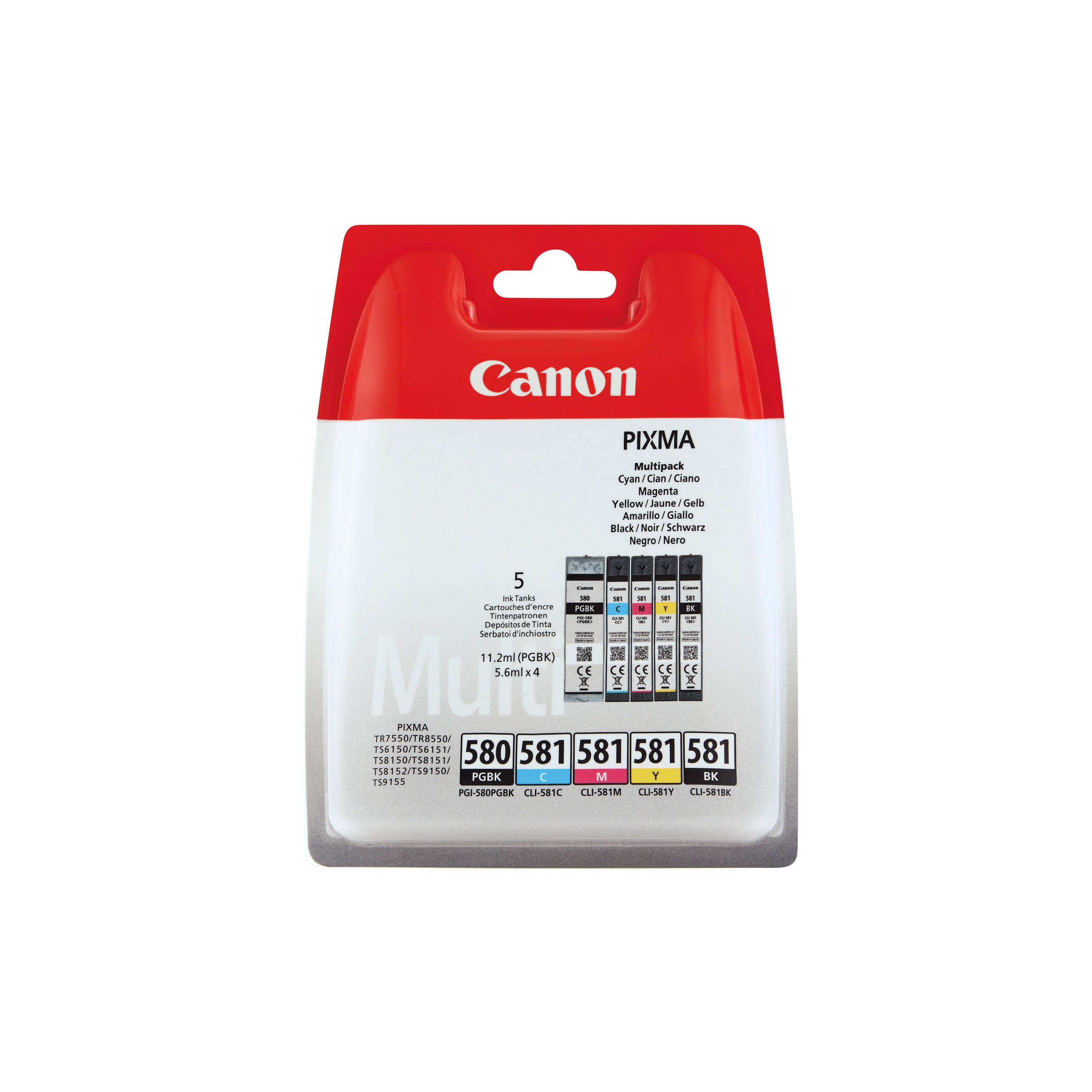 Canon PGI-580/CLI-581 Ink Cartridges PGBK/CMYK Multipack 2078C007