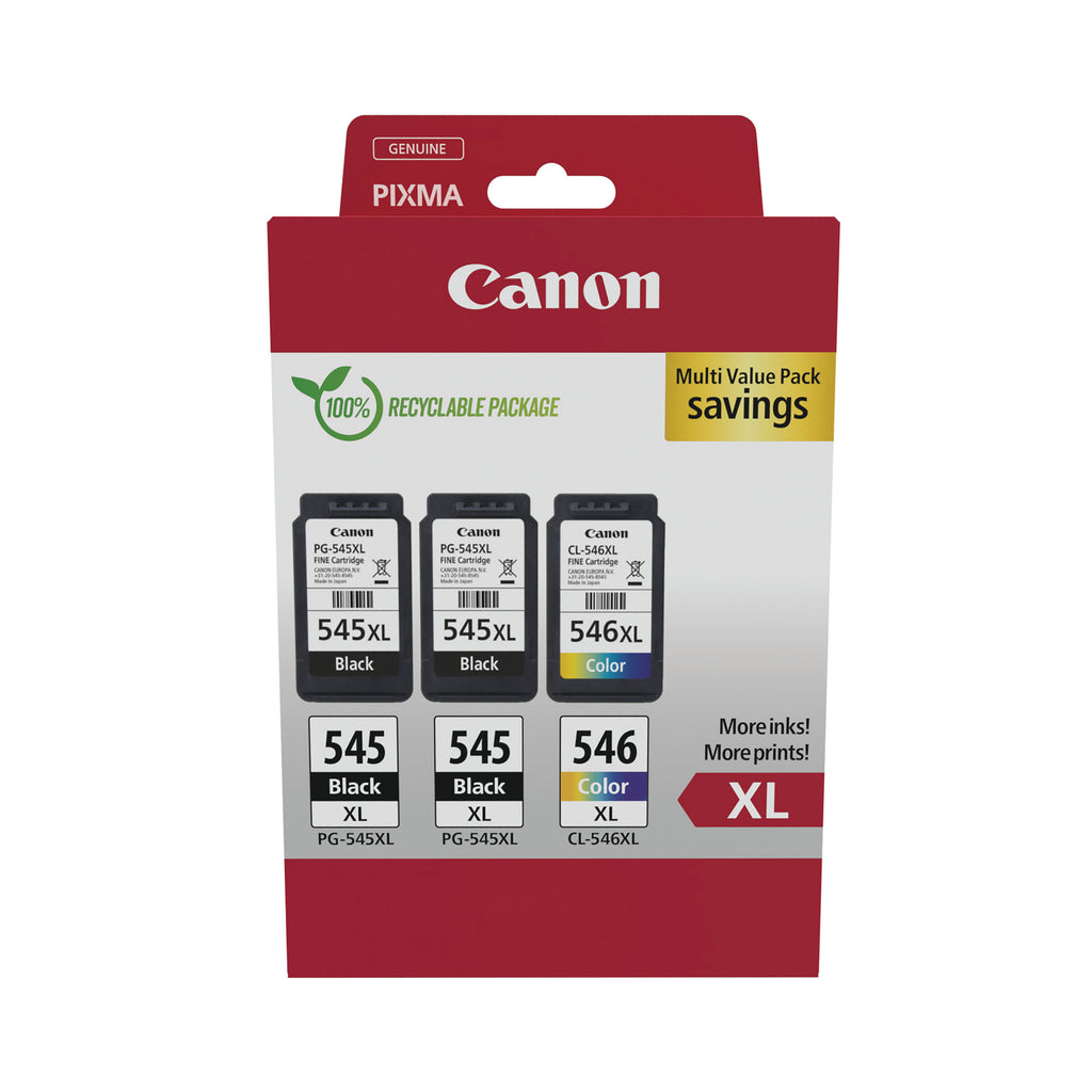 Canon PG-545XL x 2/CL-546XL Ink Cartridges High Yield K/CMY Multipack 8286B013