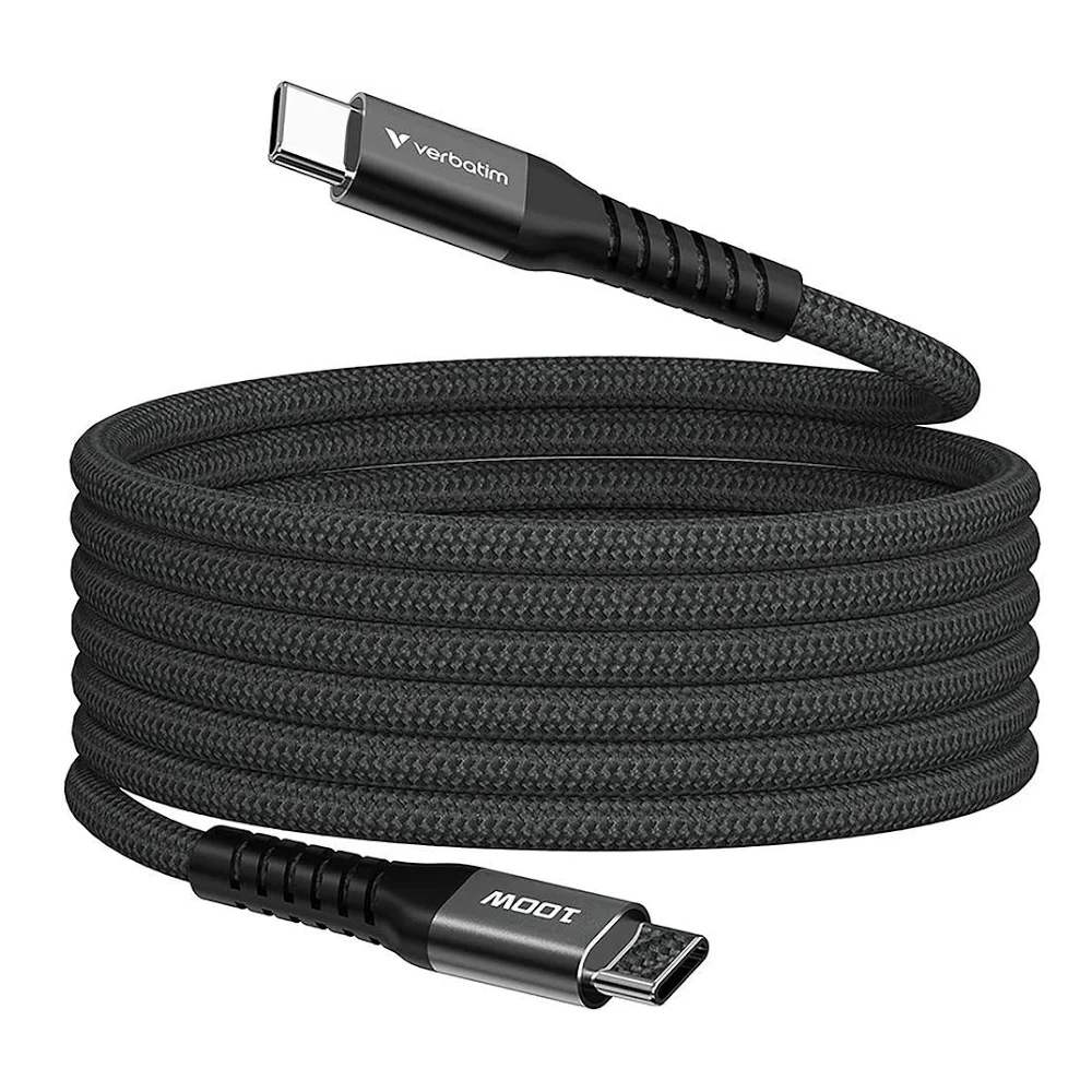 VERBATIM 100W Sync & Charge Magnetic USB-C Lead 1.2m Black