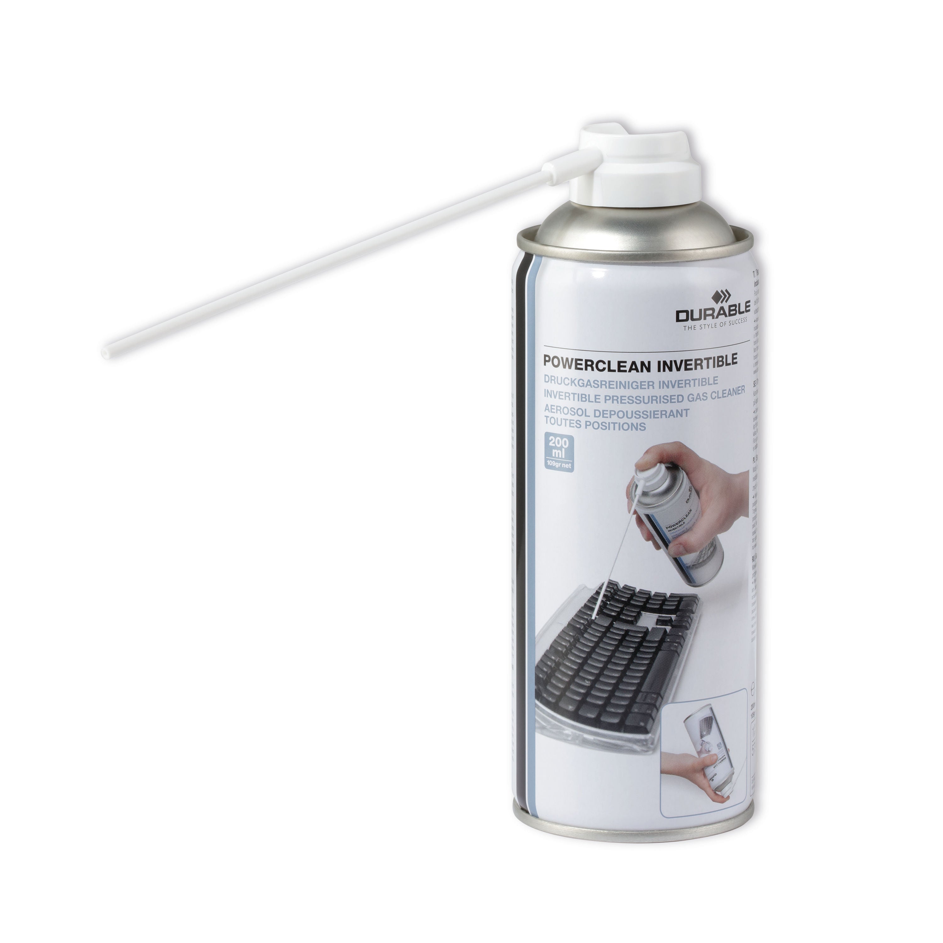 Durable Powerclean Invertible Compressed Air Duster Flammable 200ml 579719