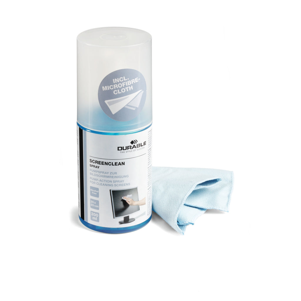 Durable Screenclean Cleaning Spray 200ml Can with Microfibre Cloth 582300_2