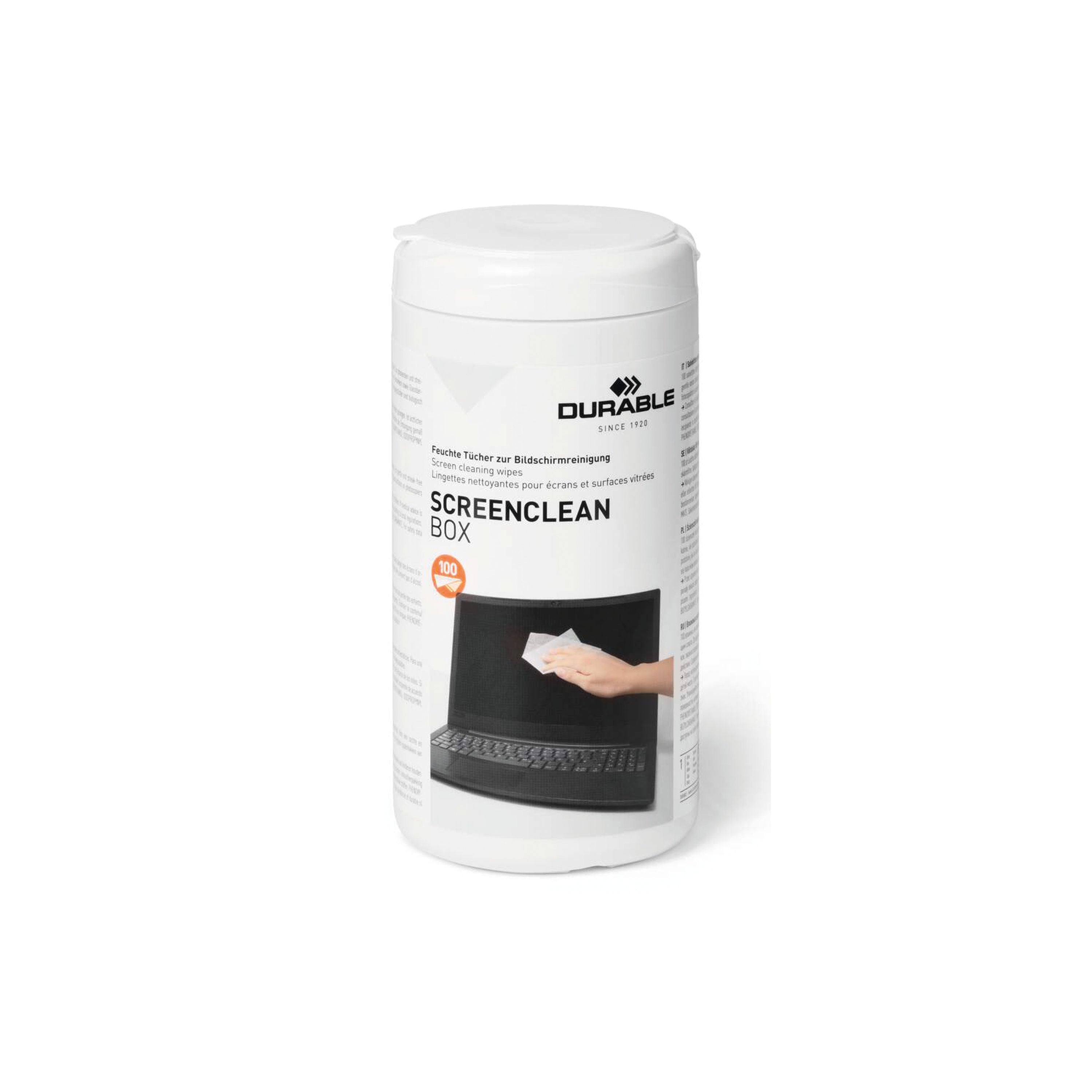 Durable Screenclean Box Wet Wipes Bio-degradable White (Pack of 100) 573602
