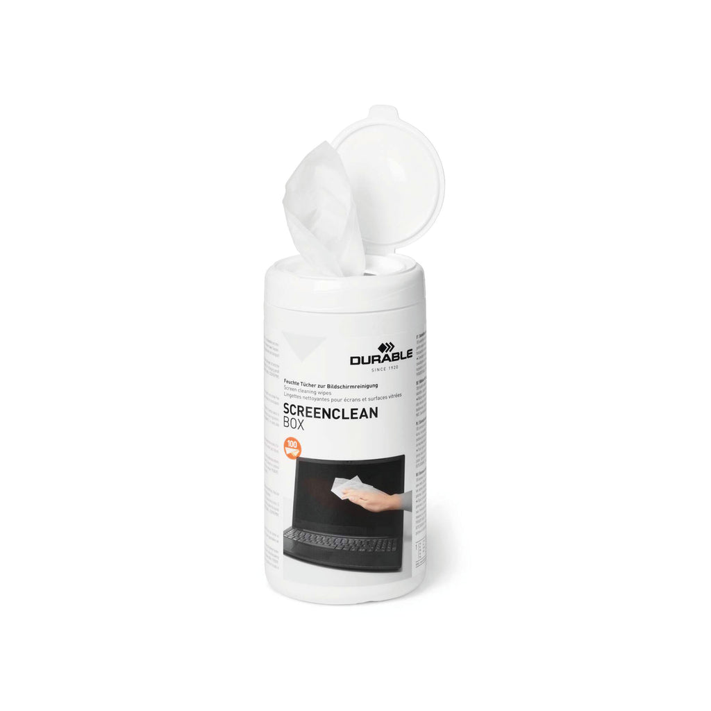 Durable Screenclean Box Wet Wipes Bio-degradable White (Pack of 100) 573602_2
