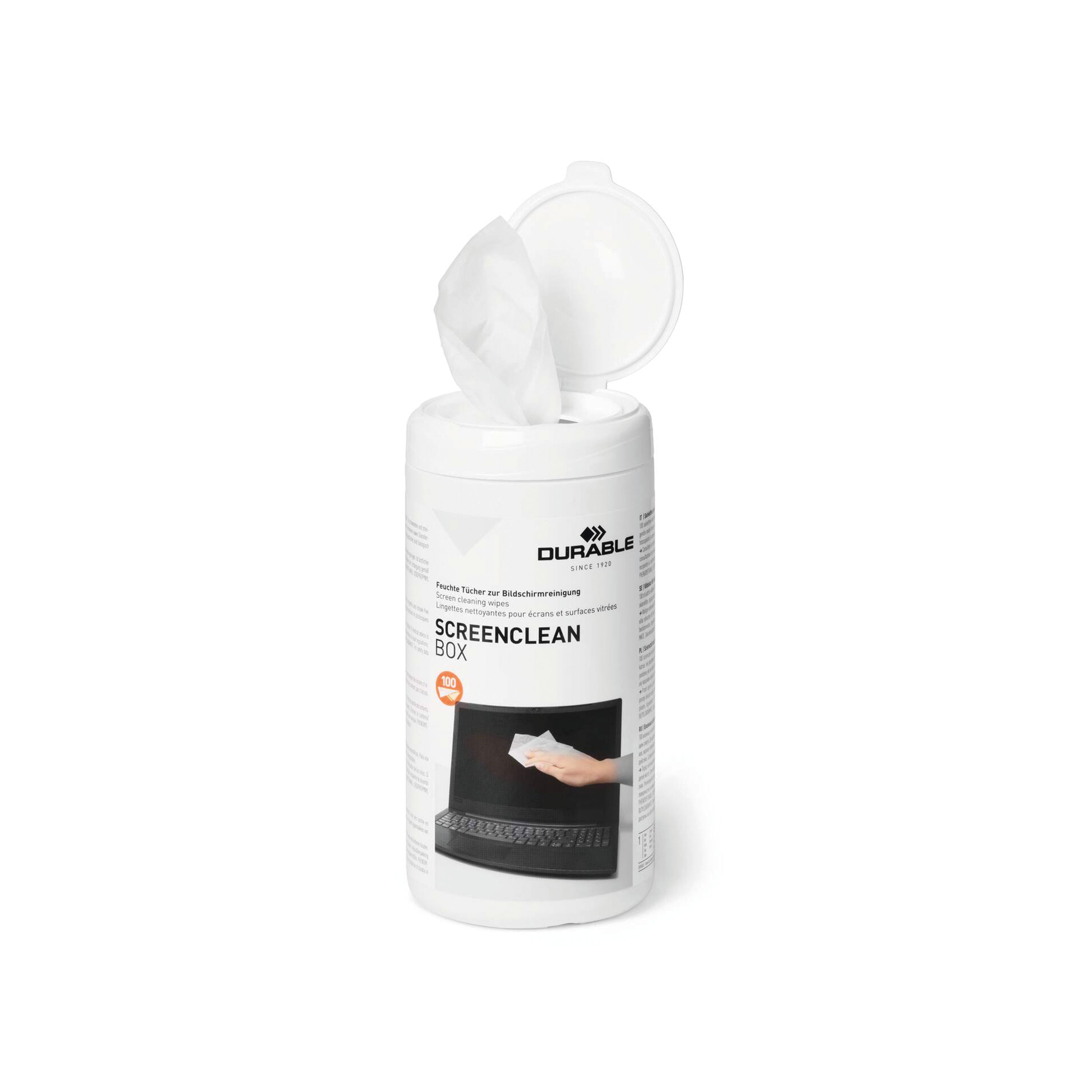 Durable Screenclean Box Wet Wipes Bio-degradable White (Pack of 100) 573602_2