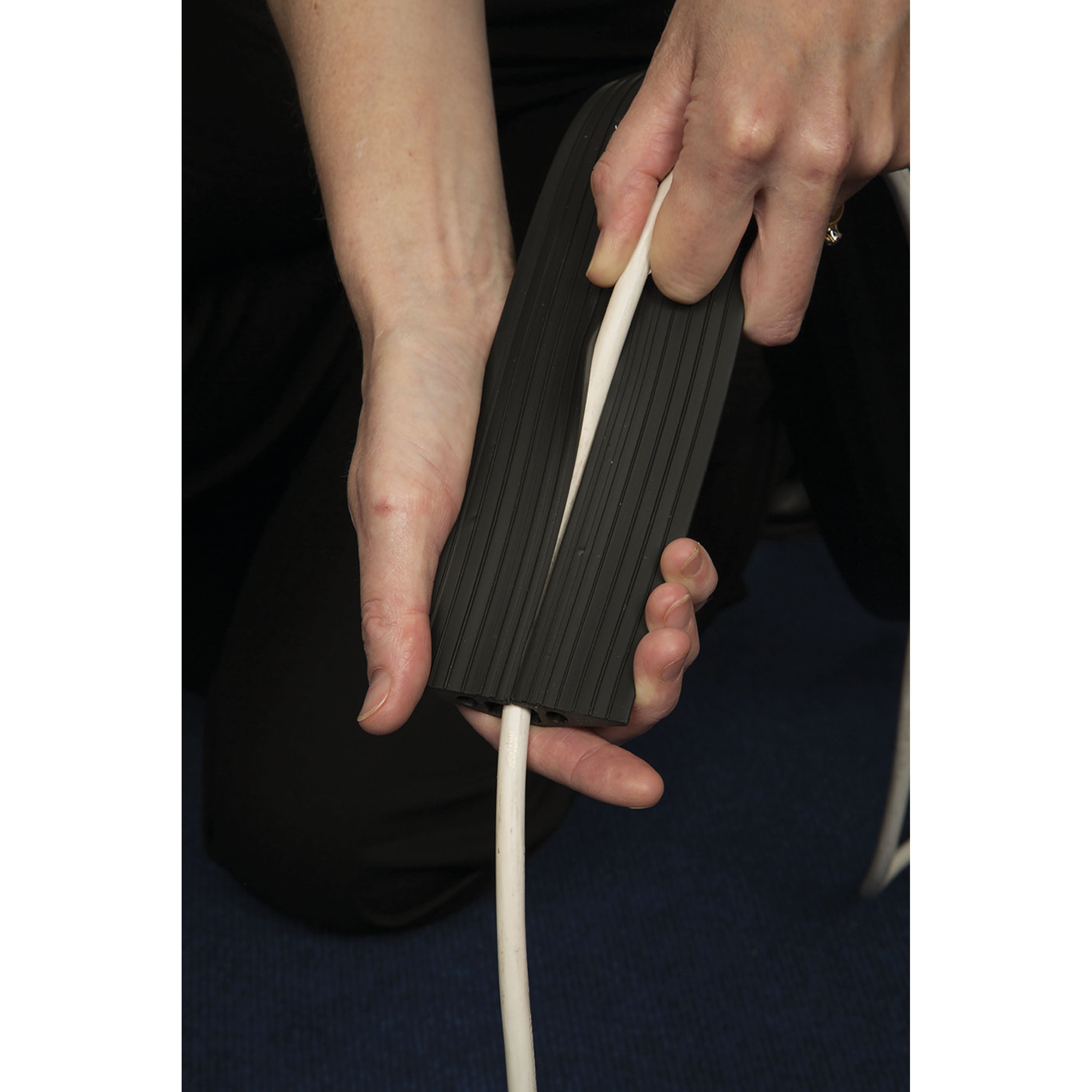 D-Line floor Cable Cover Black 80mm Wide 1.8m length c/w connectors FC83B_4