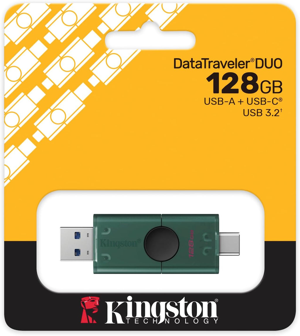 Kingston DataTraveler Duo Dual Interface USB Flash Drive, 128GB 