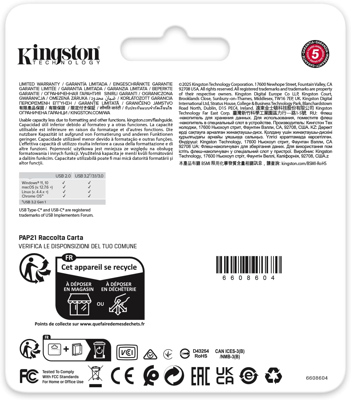 Kingston DataTraveler Duo Dual Interface USB Flash Drive, 128GB 6