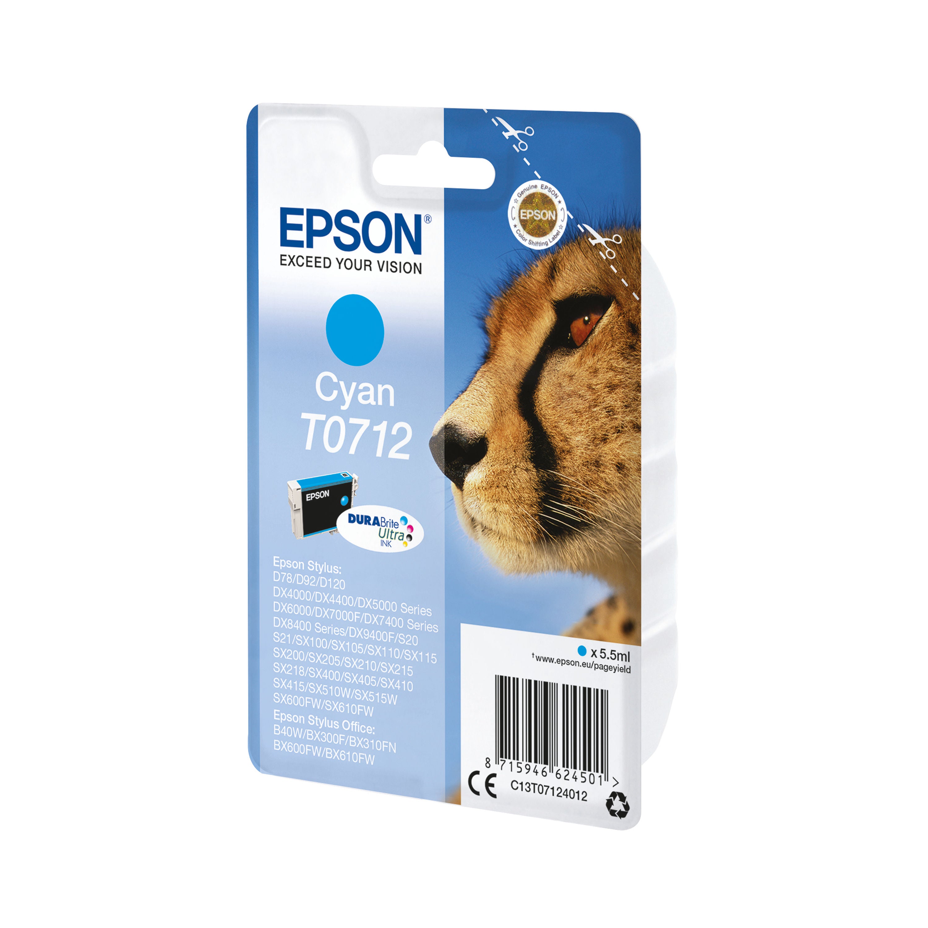Epson T0712 Cheetah DURABrite Ultra Ink Cartridge Cyan C13T07124012_2