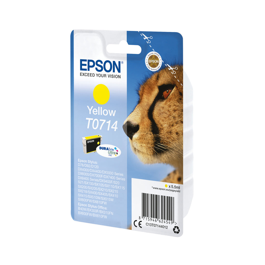 Epson T0714 Cheetah DURABrite Ultra Ink Cartridge Yellow C13T07144012_2