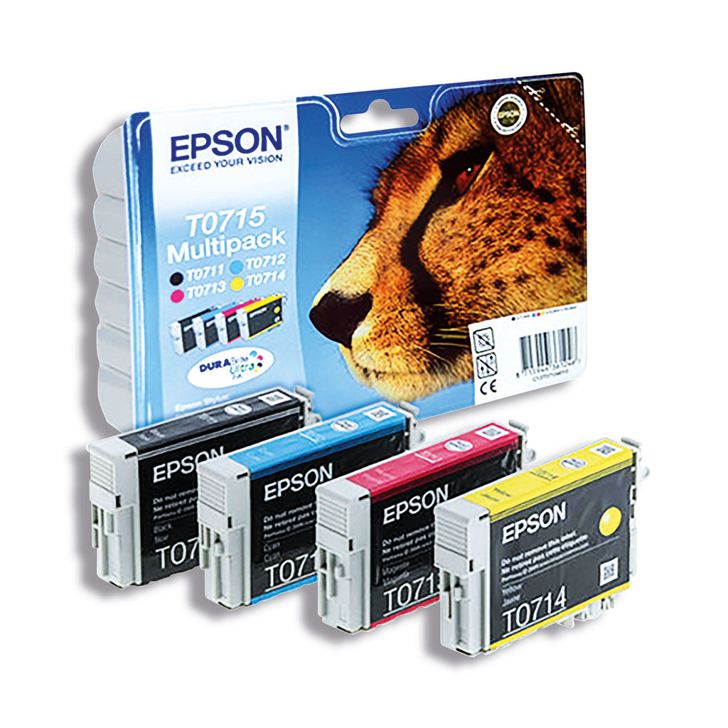 Epson T0715 Cheetah DURABrite Ultra Ink Cartridge CMYK Multipack C13T07154012_3
