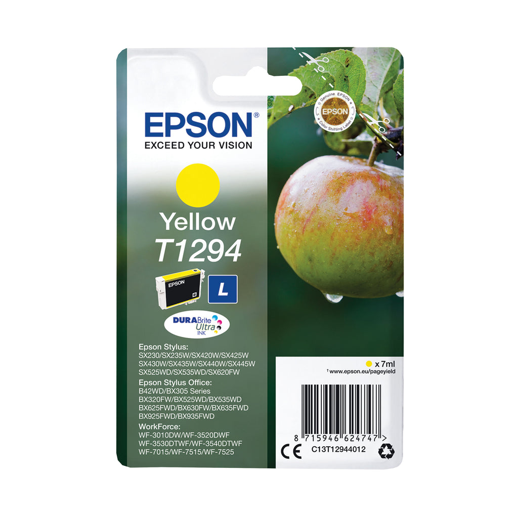 Epson T1294 Apple DURABrite Ultra Ink Cartridge Yellow C13T12944012