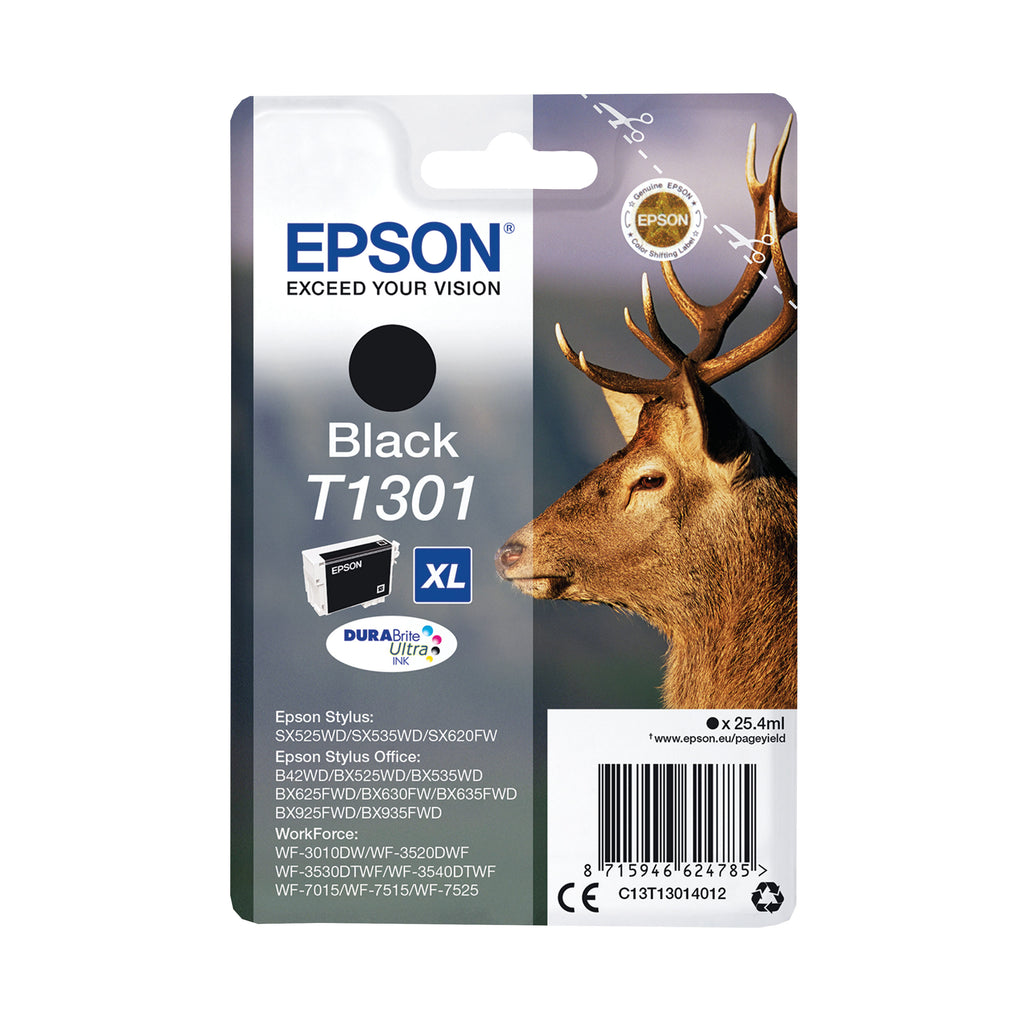 Epson T1301 Stag DURABrite Ultra Ink Cartridge Black C13T13014012
