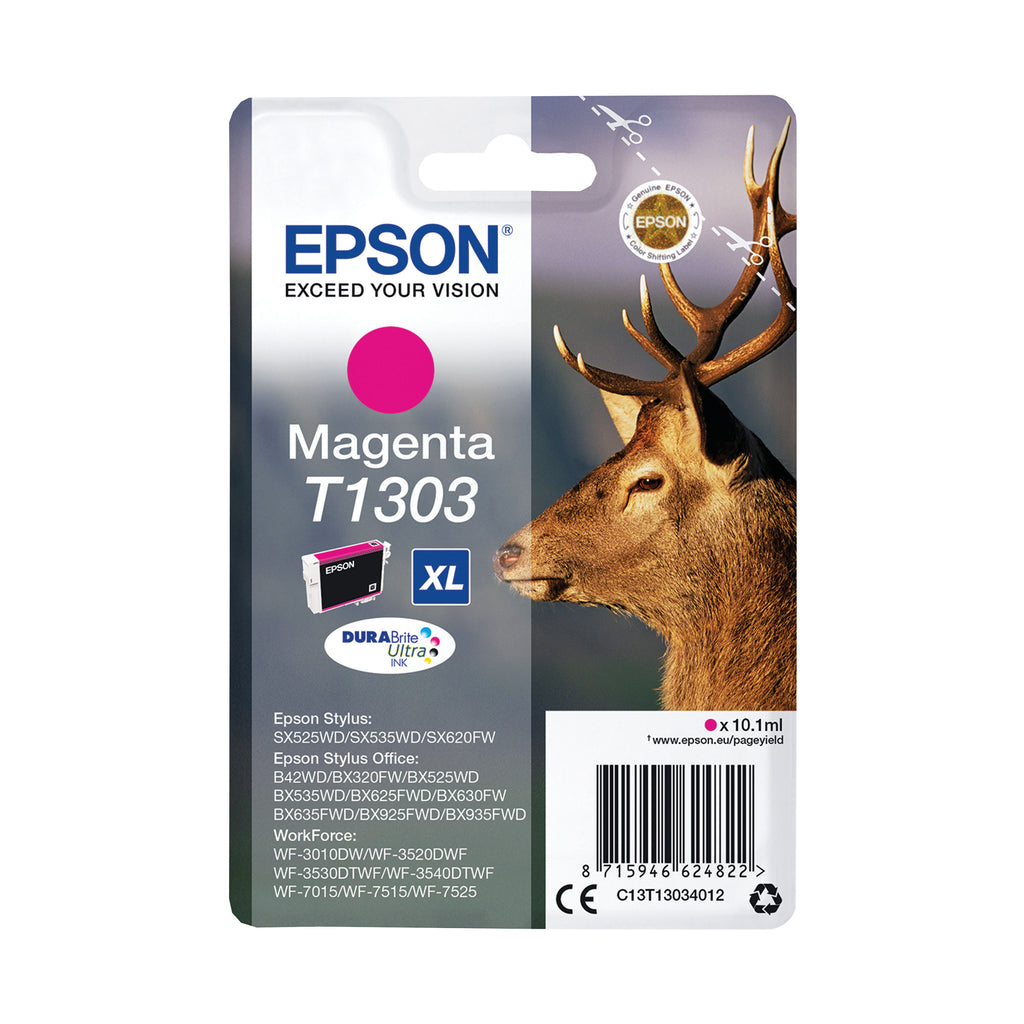 Epson T1303 Stag DURABrite Ultra Ink Cartridge Magenta C13T13034012