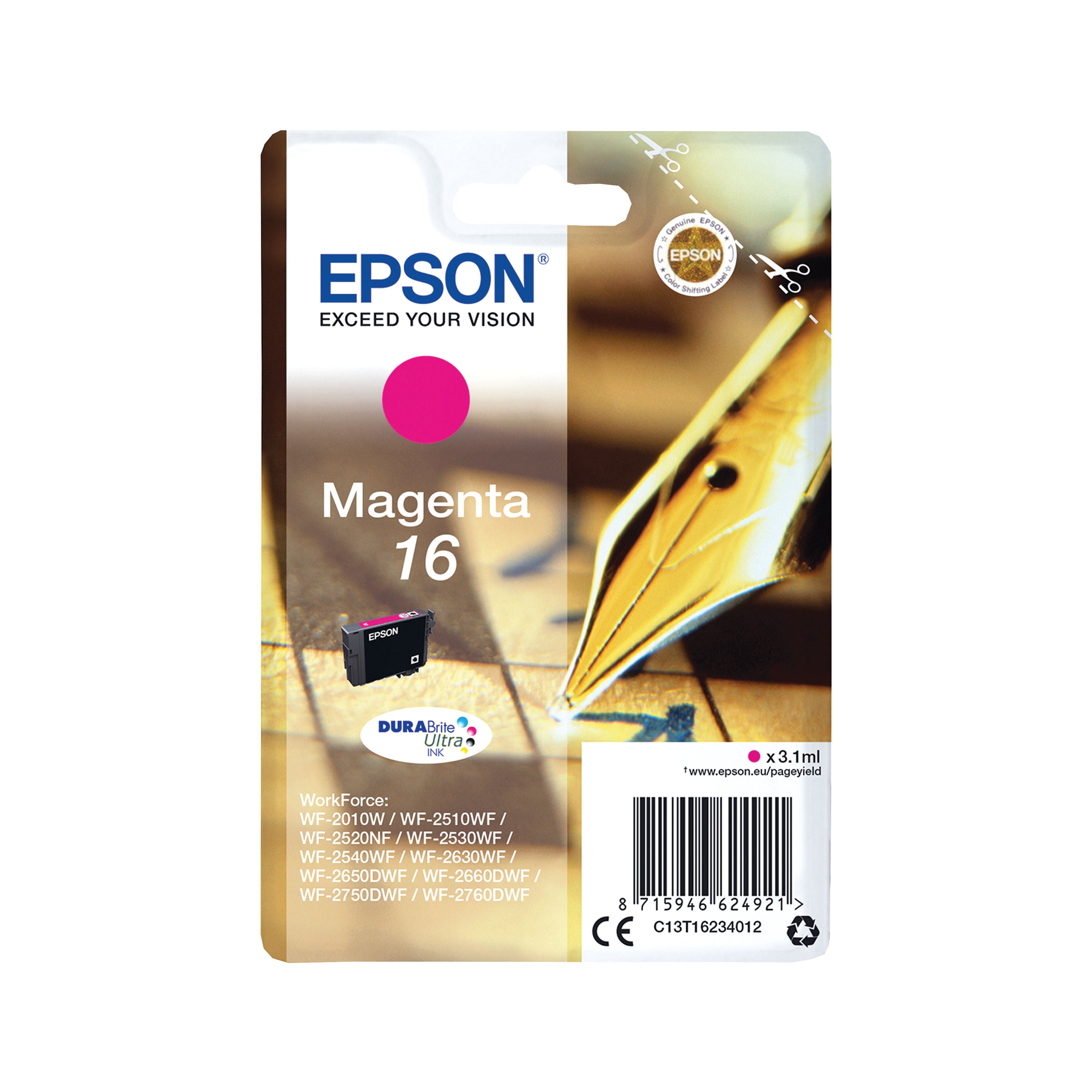 Epson 16 Pen and Crossword DURABrite Ultra Ink Cartridge Magenta C13T16234012