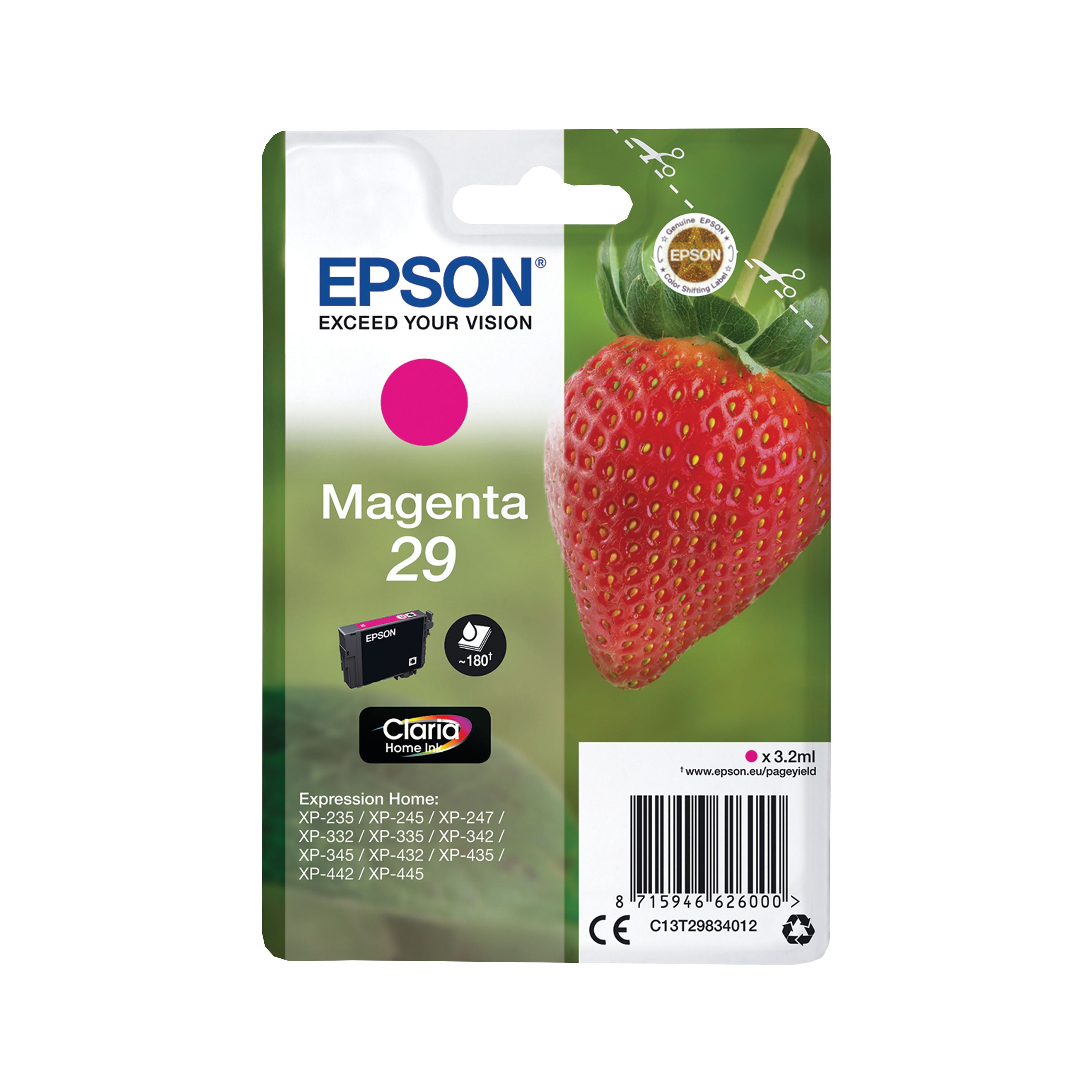Epson 29 Strawberry Claria Home Ink Cartridge Magenta C13T29834012