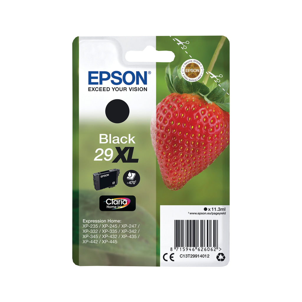 Epson 29XL Strawberry Claria Home Ink Cartridge High Yield Black C13T29914012