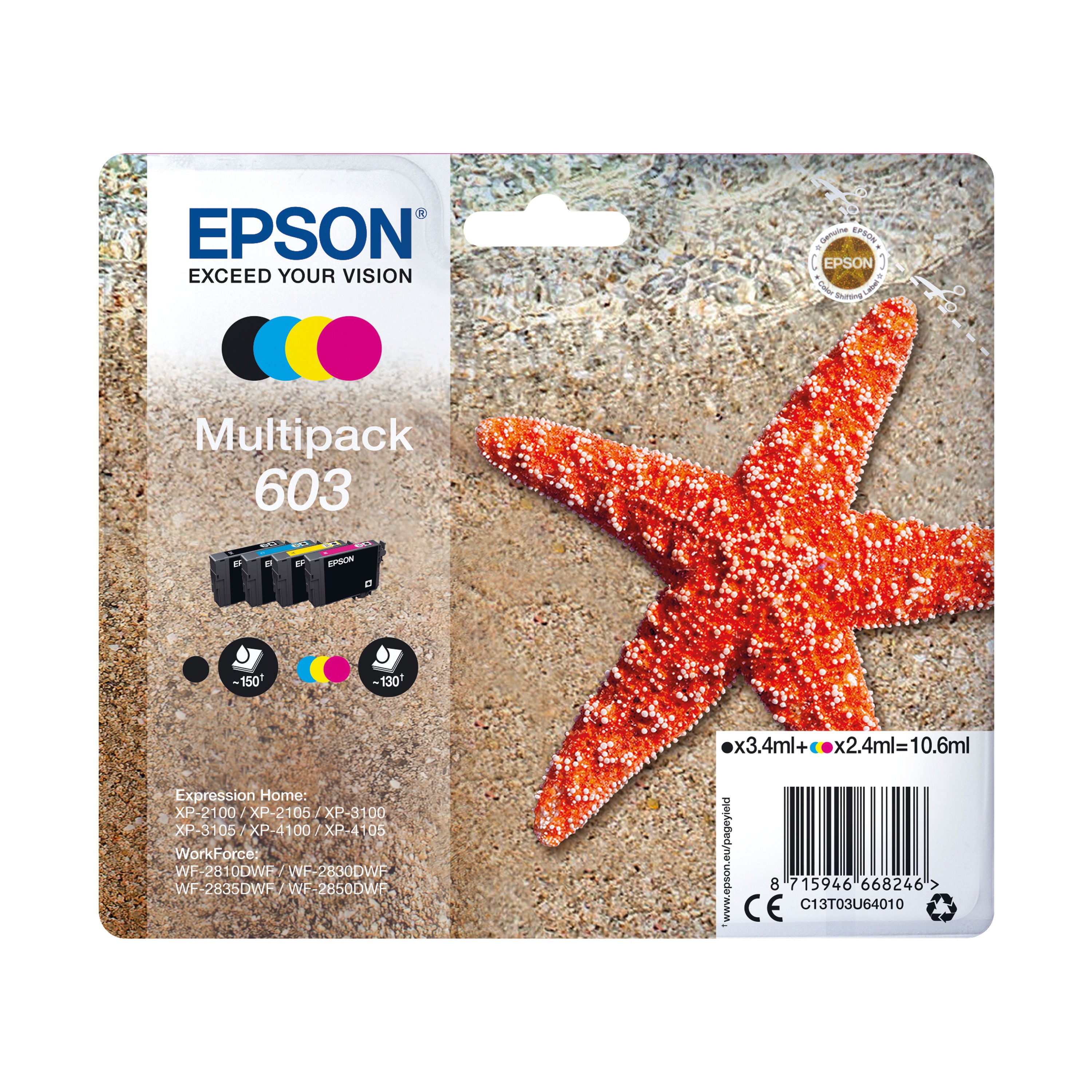 Epson 603 Starfish Ink Cartridge CMYK Multipack C13T03U64010