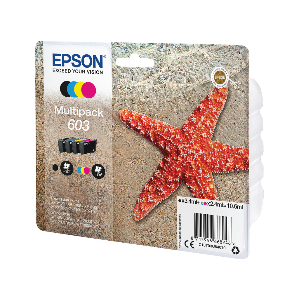 Epson 603 Starfish Ink Cartridge CMYK Multipack C13T03U64010_2