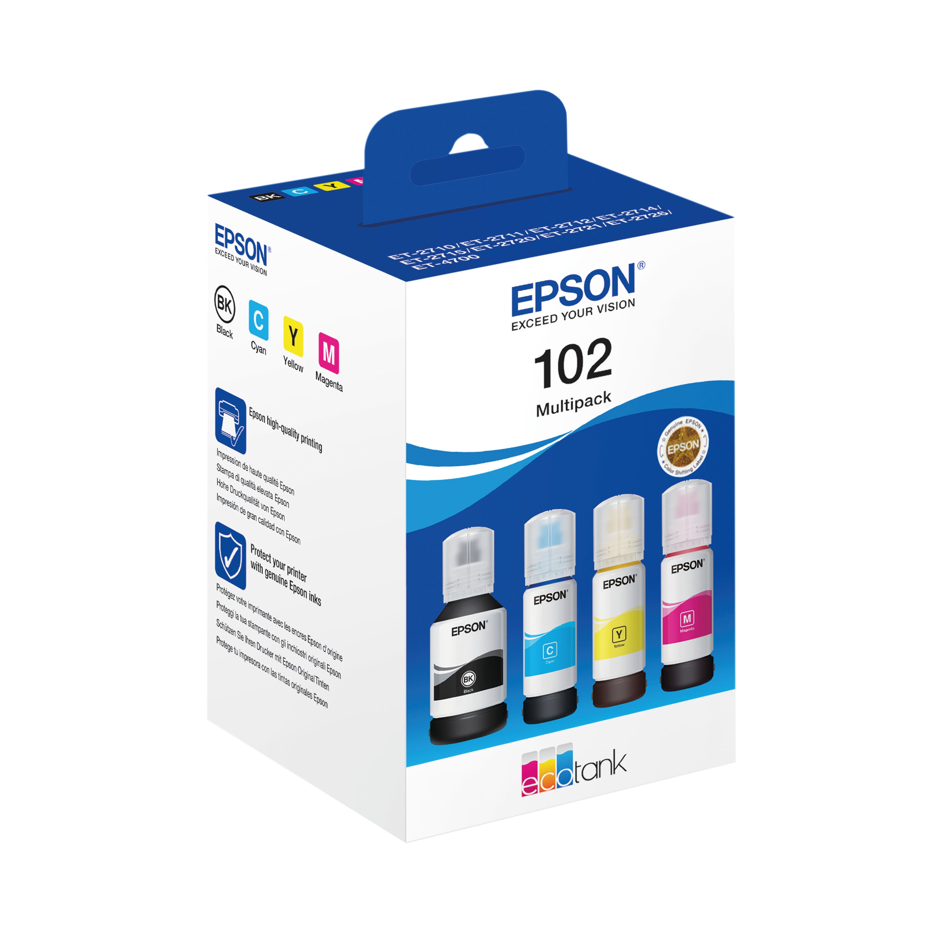 Epson 102 EcoTank Ink Bottle CMYK Multipack C13T03R640