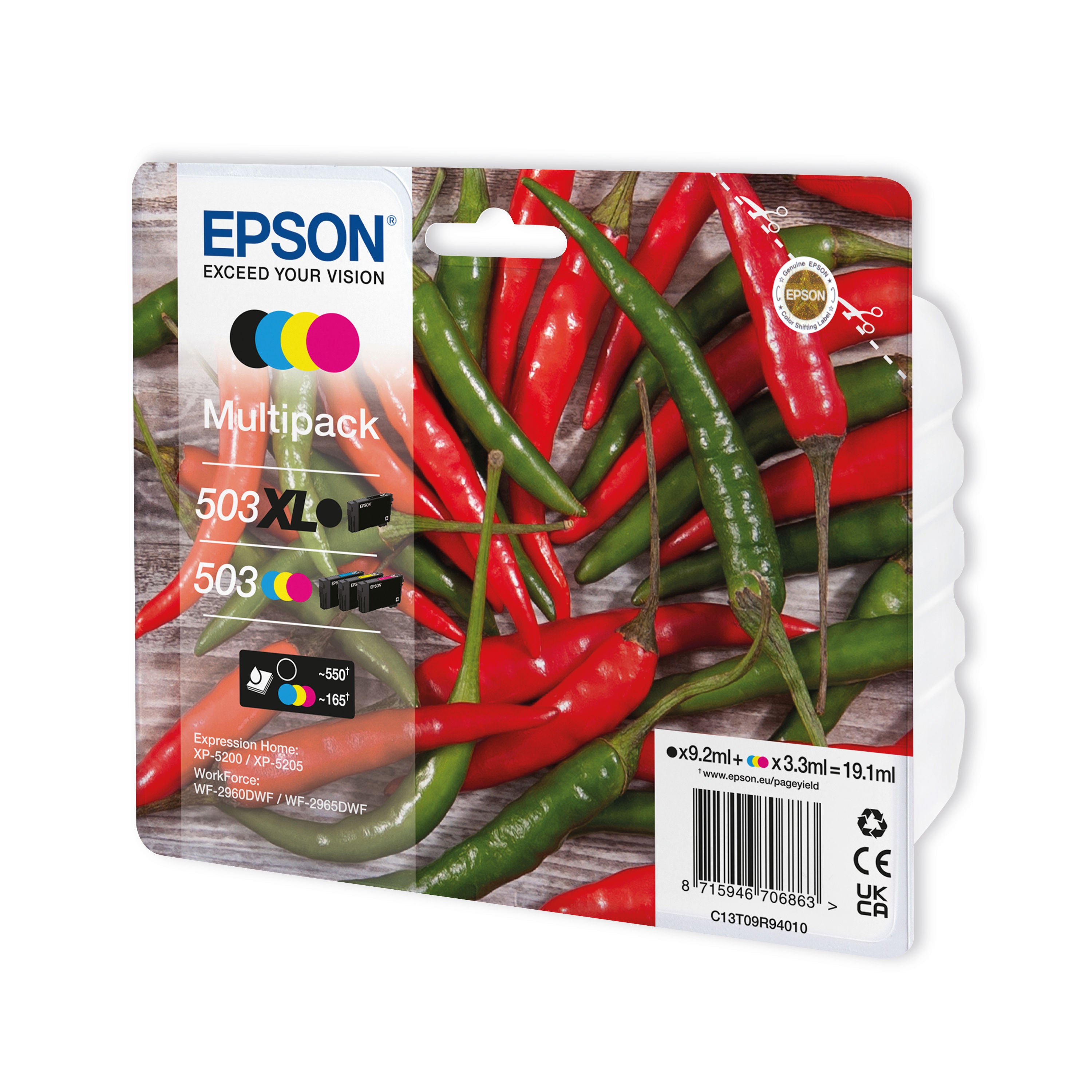 Epson 503XL/503 Chillies Ink Cartridge High Yield CMYK Multipack C13T09R94010_2