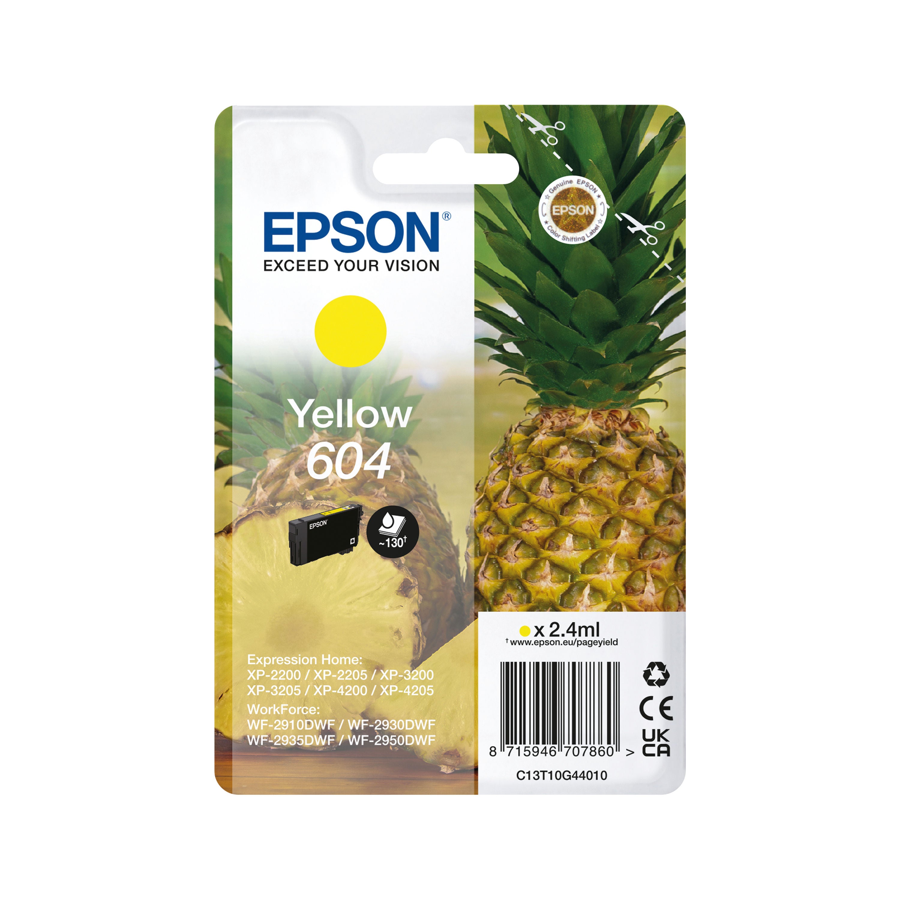 Epson 604 Pineapple Ink Cartridge Yellow C13T10G44010