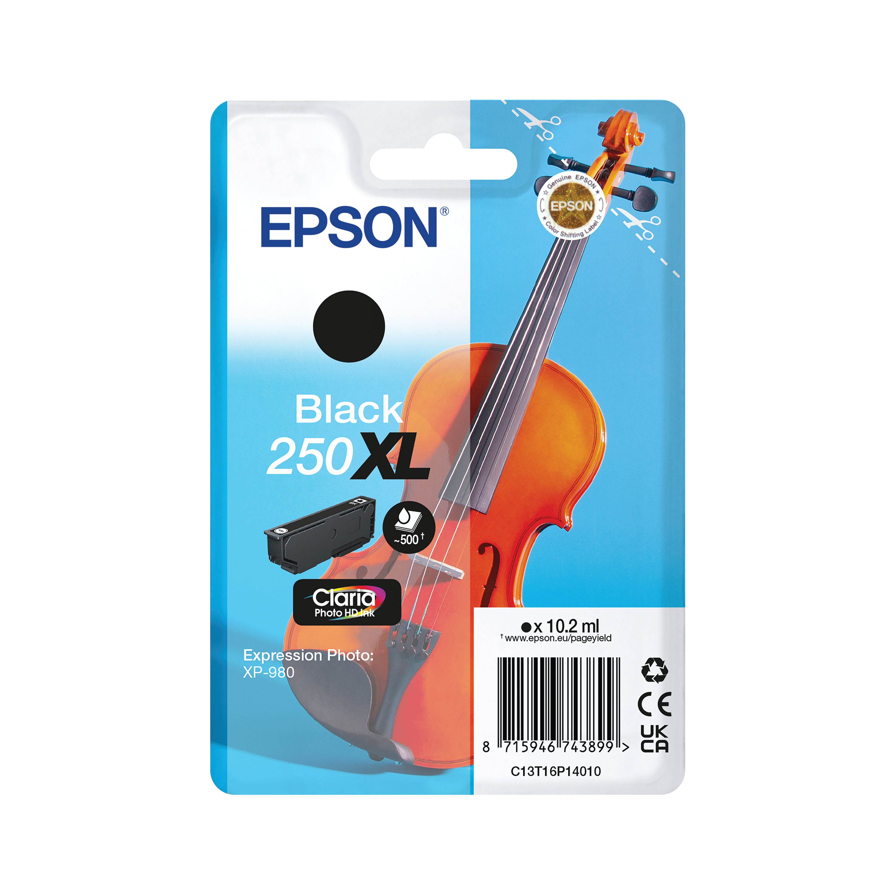 Epson 250XL Violin Claria Photo HD Ink Cartridge High Yield Black C13T16P14010