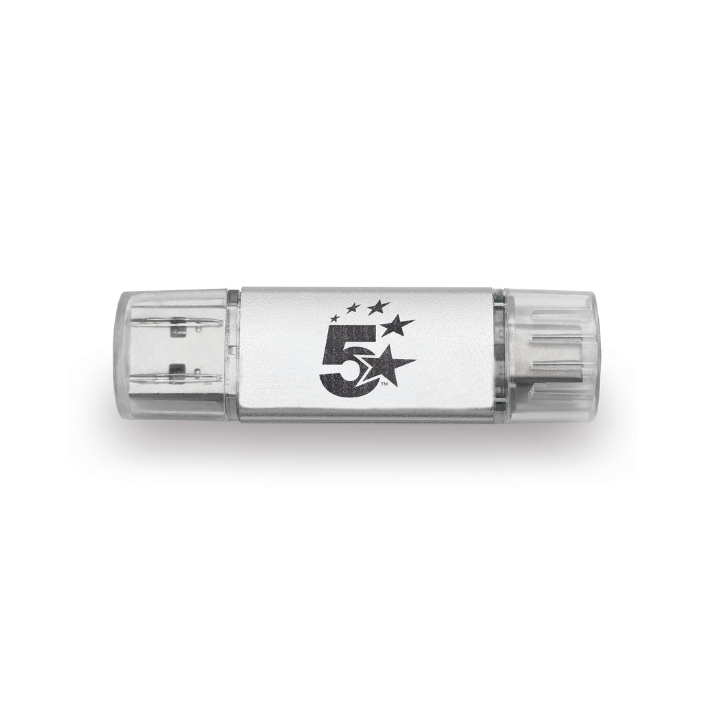 5 Star USB 3.2 Gen 1 Combo Flash Drive with USB A/C 64GB Silver 667950