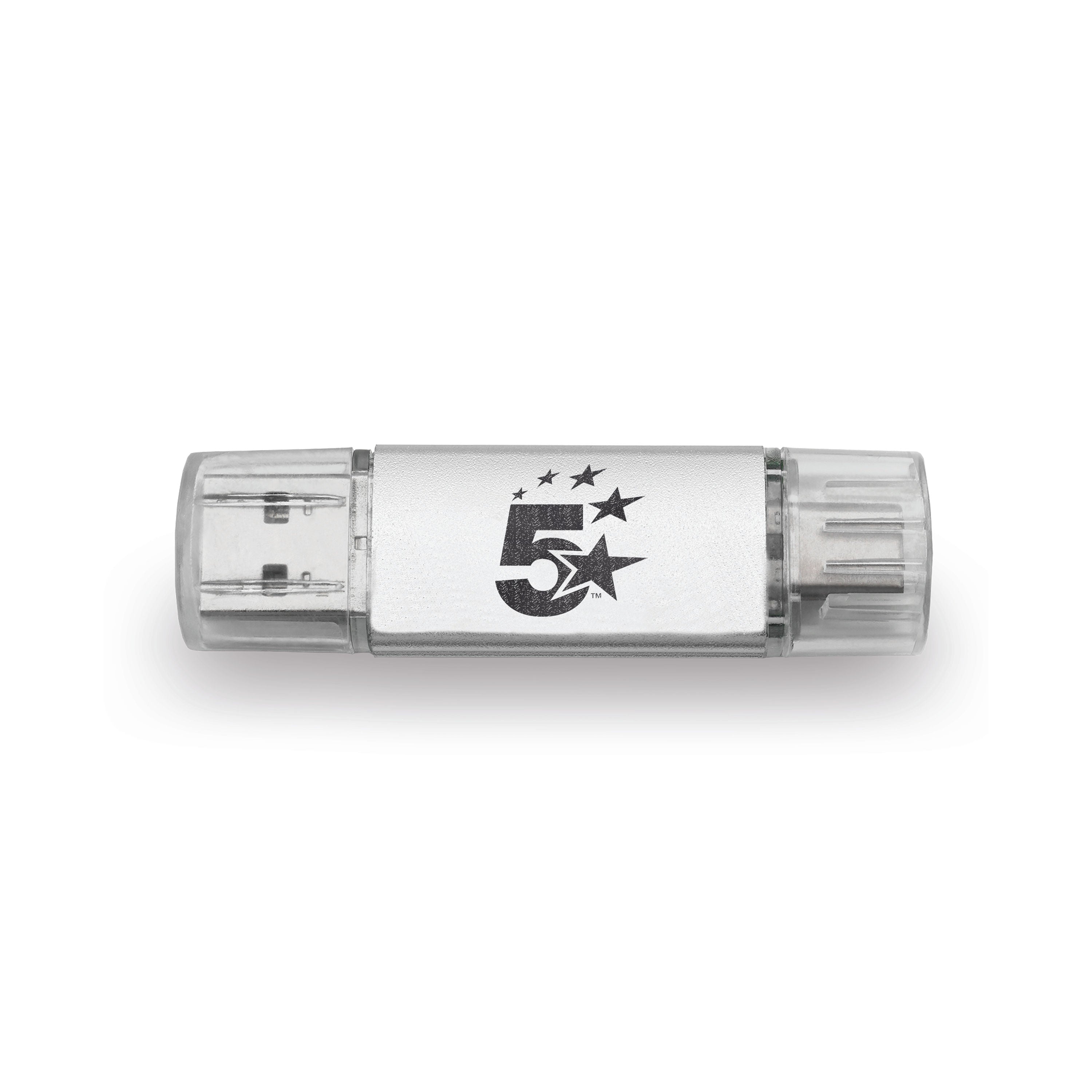 5 Star USB 3.2 Gen 1 Combo Flash Drive with USB A/C 64GB Silver 667950