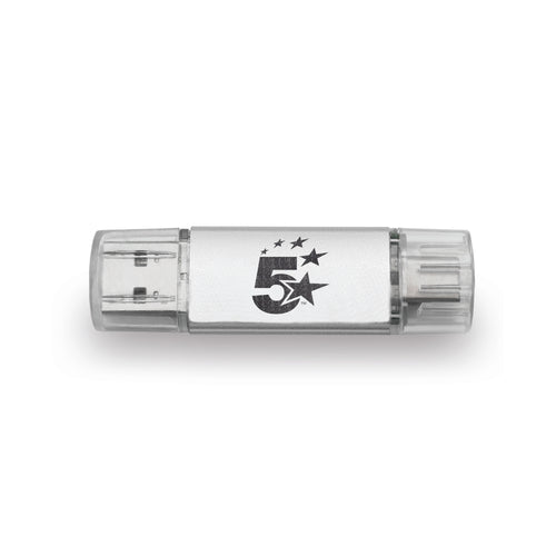 5 Star USB 3.2 Gen 1 Combo Flash Drive with USB A/C 64GB Silver 667950
