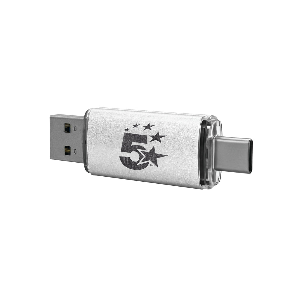 5 Star USB 3.2 Gen 1 Combo Flash Drive with USB A/C 64GB Silver 667950_2