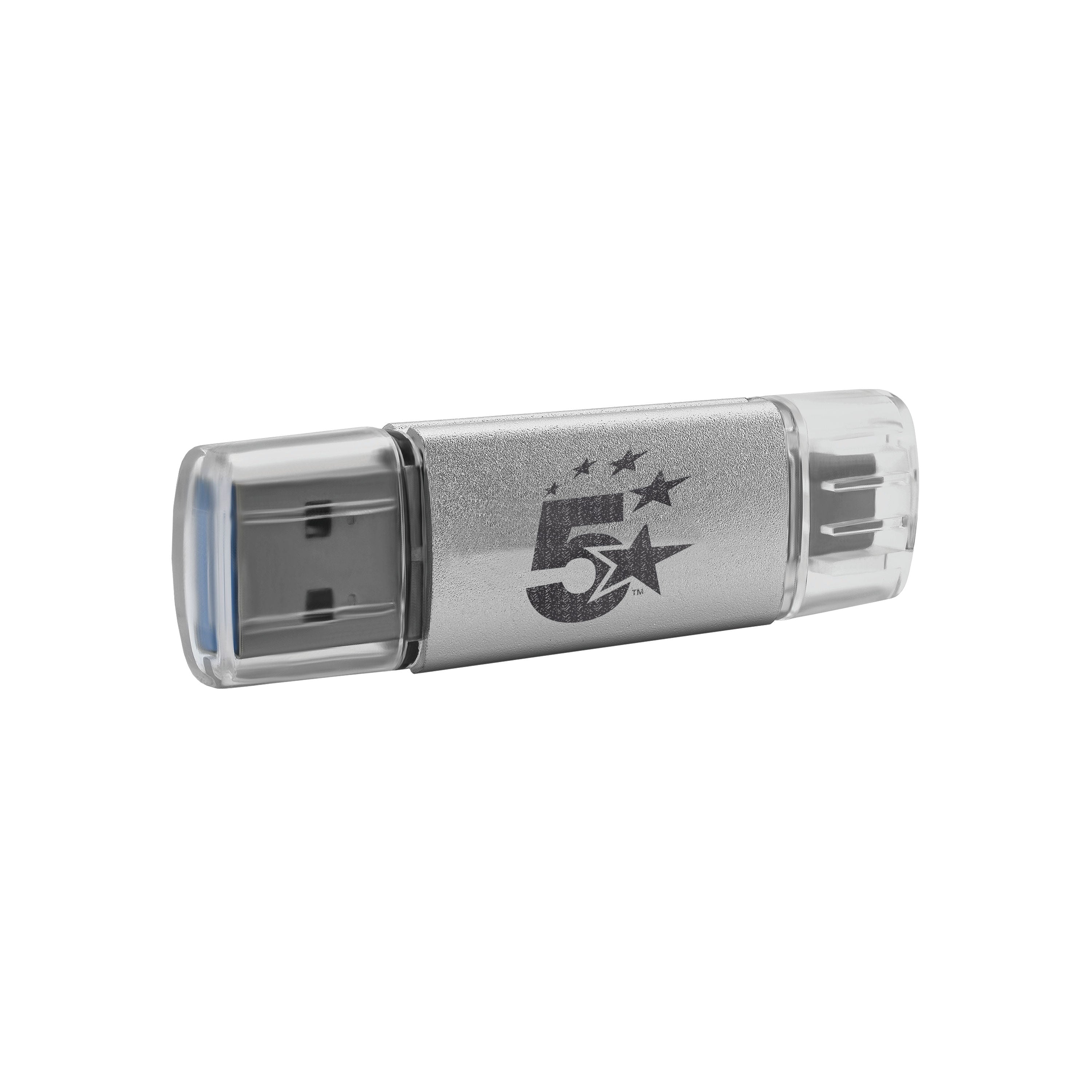 5 Star USB 3.2 Gen 1 Combo Flash Drive with USB A/C 128GB Silver 667953