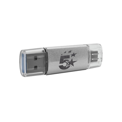 5 Star USB 3.2 Gen 1 Combo Flash Drive with USB A/C 128GB Silver 667953