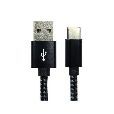 NEWLINK Braided USB-A Plug to USB-C Plug USB 2.0 Lead, Black, 1m/1.8m