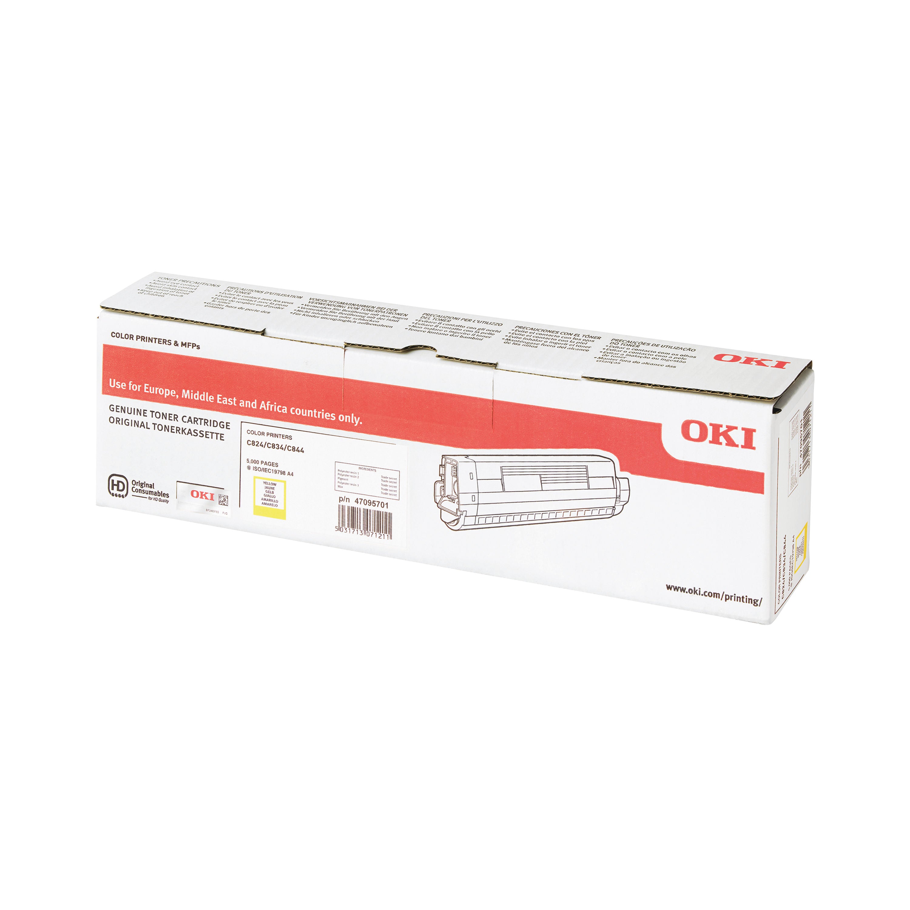 Oki C824 5K Toner Cartridge Yellow 47095701_3
