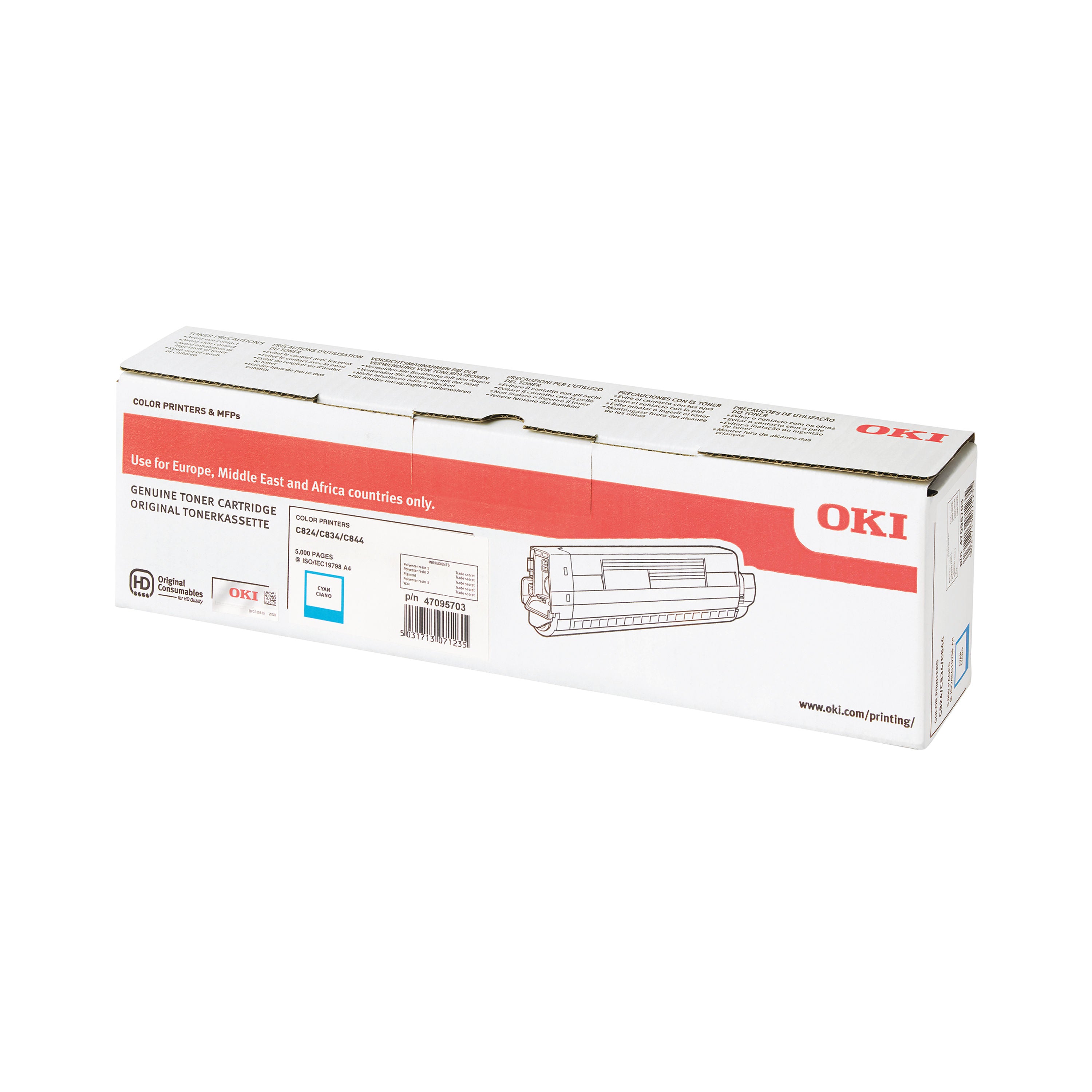 Oki C824 5K Toner Cartridge Cyan 47095703_3