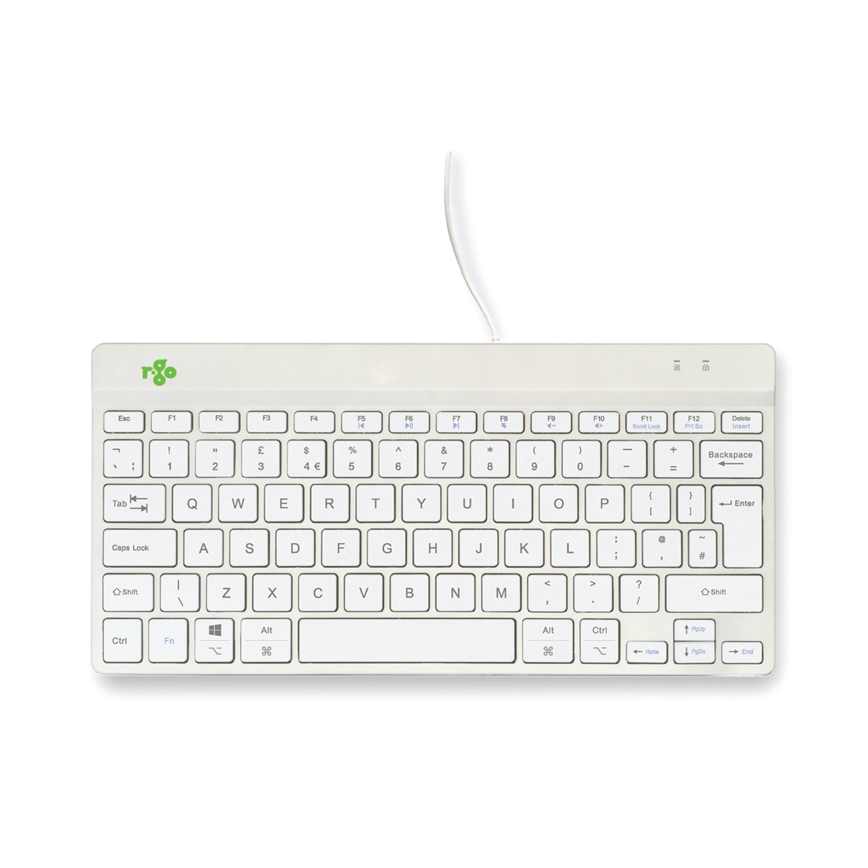 R-Go Compact Break Keyboard Wired White UK QWERTY RGOCOUKWDWH