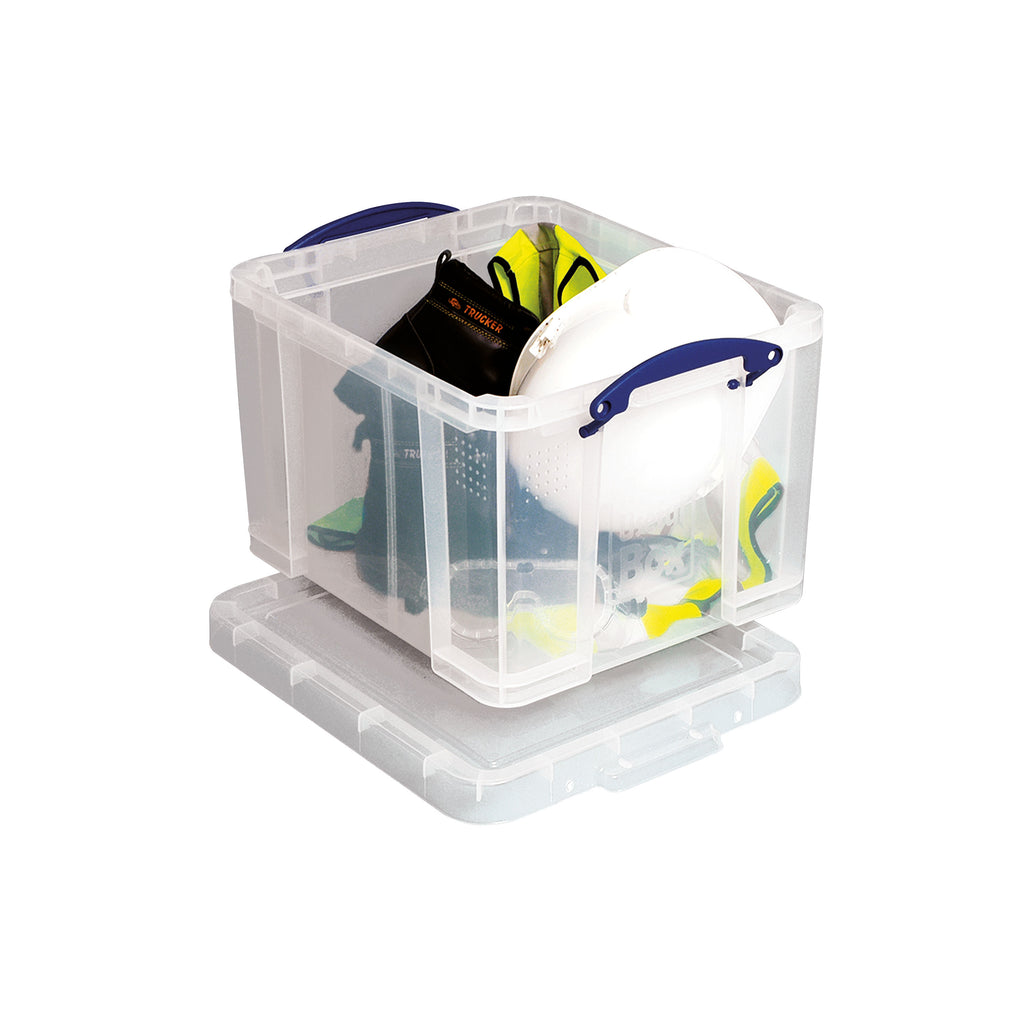 Really Useful 35L Plastic Storage Box With Lid W480xD390xH310mm Clear 35C_4