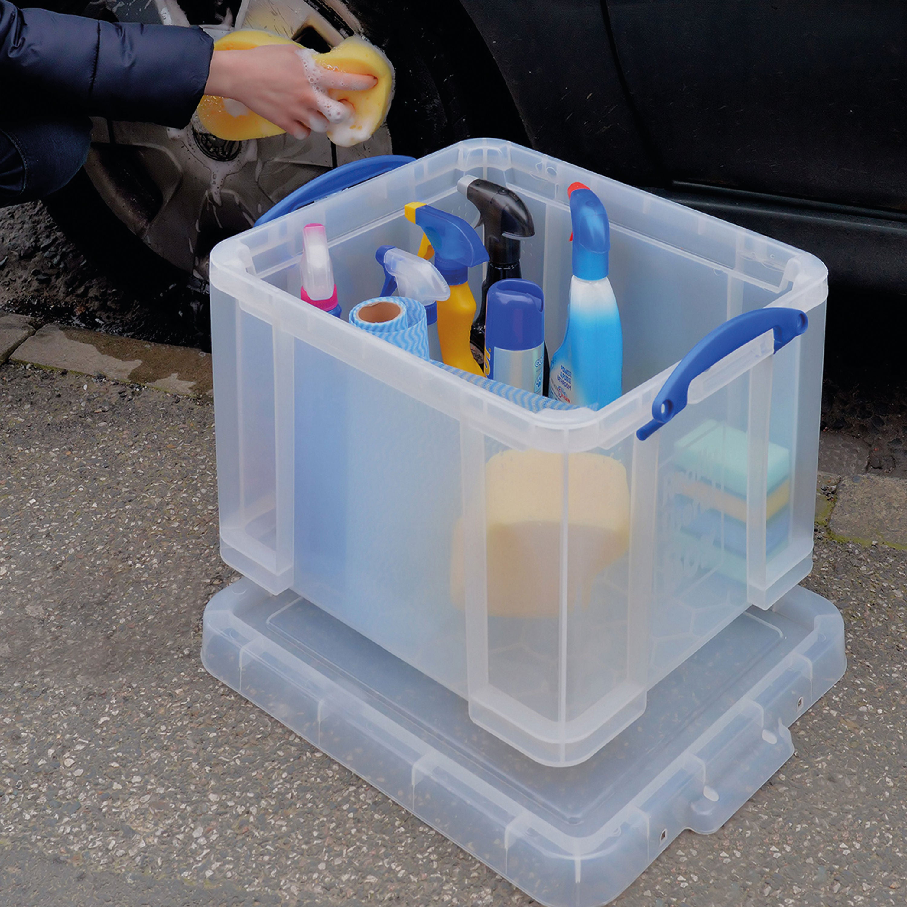 Really Useful 35L Plastic Storage Box With Lid W480xD390xH310mm Clear 35C_5